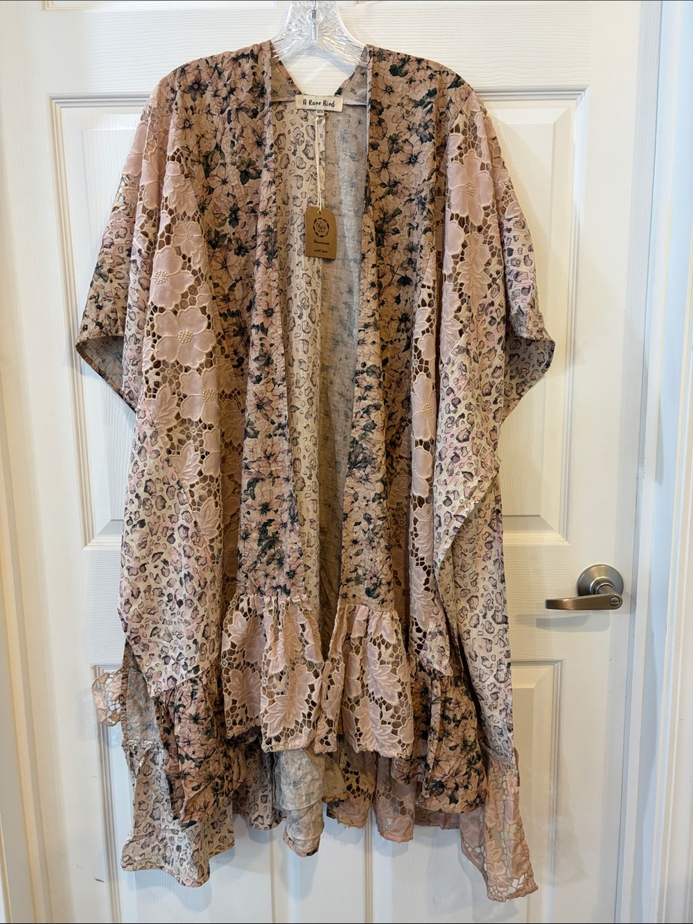 NWT Lace Love Letter Ruffles Duster Rose Pink Floral A Rare Bird - Picture 4 of 12